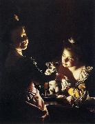 Joseph wright of derby Joseph Wright of Derby. Two Girls Dressing a Kitten oil on canvas